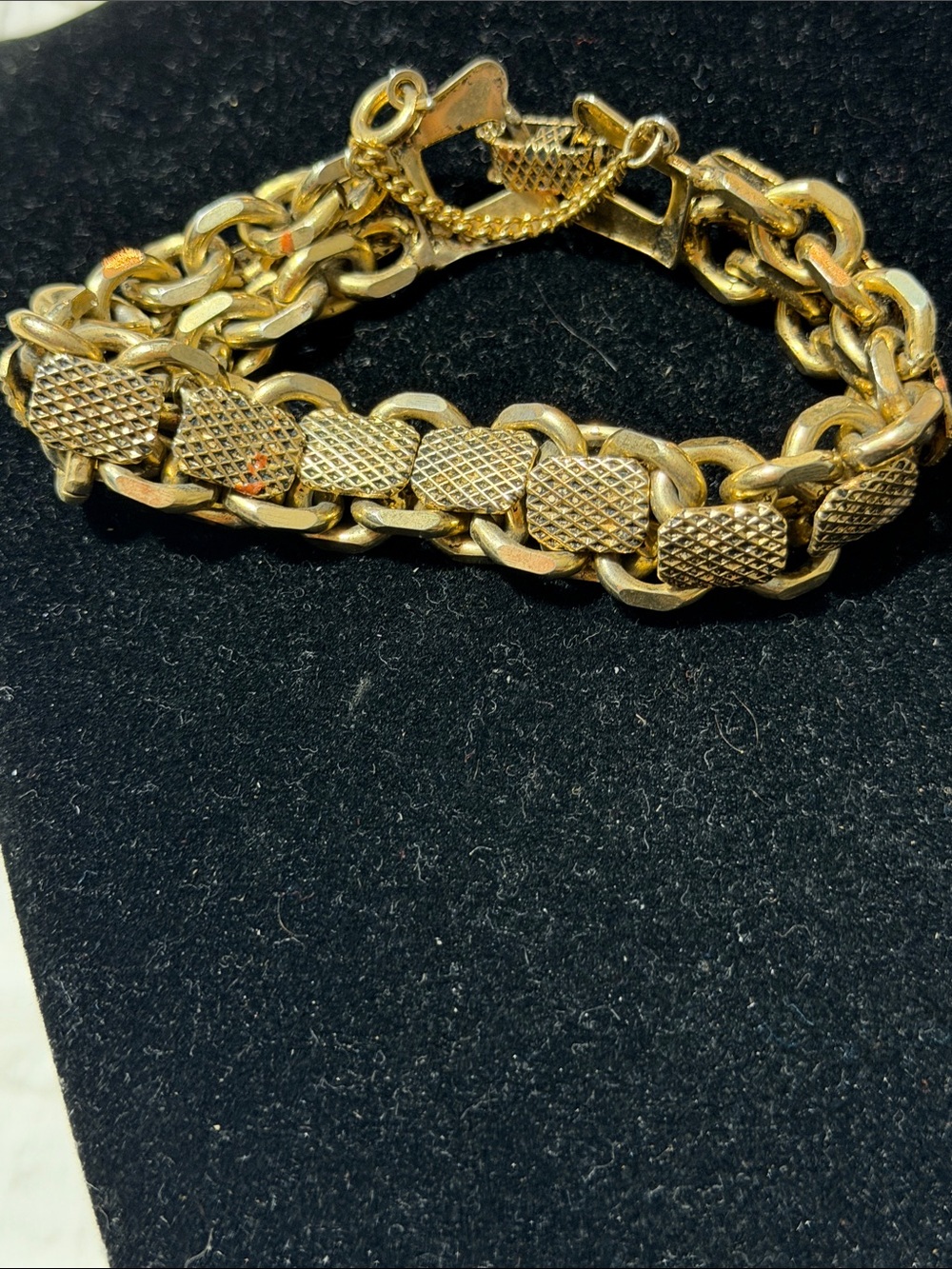 Vintage 1960s Chunky Gold Curb Gate Chain Bracelet Heavy Statement Retro Boho